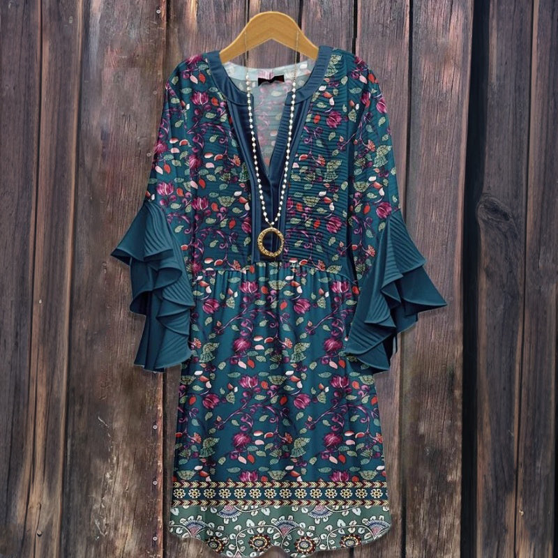 Vintage Kukkakuvioinen Mekko