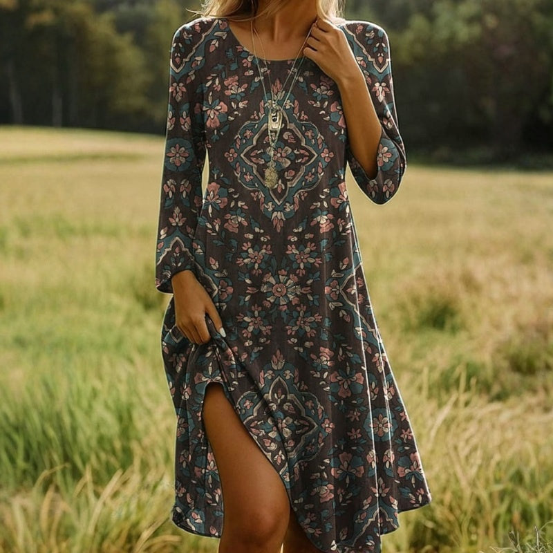 Vintage Kukkakuvioinen Mekko