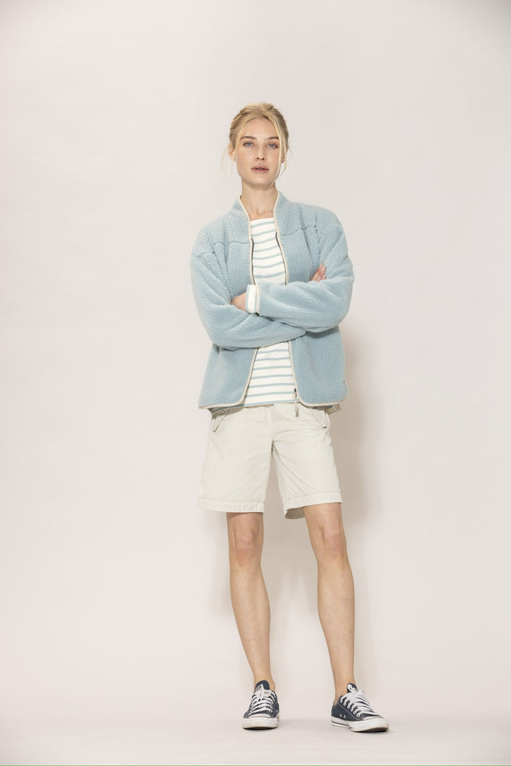 Donna Striped Blouse - Ecru w/Aqua
