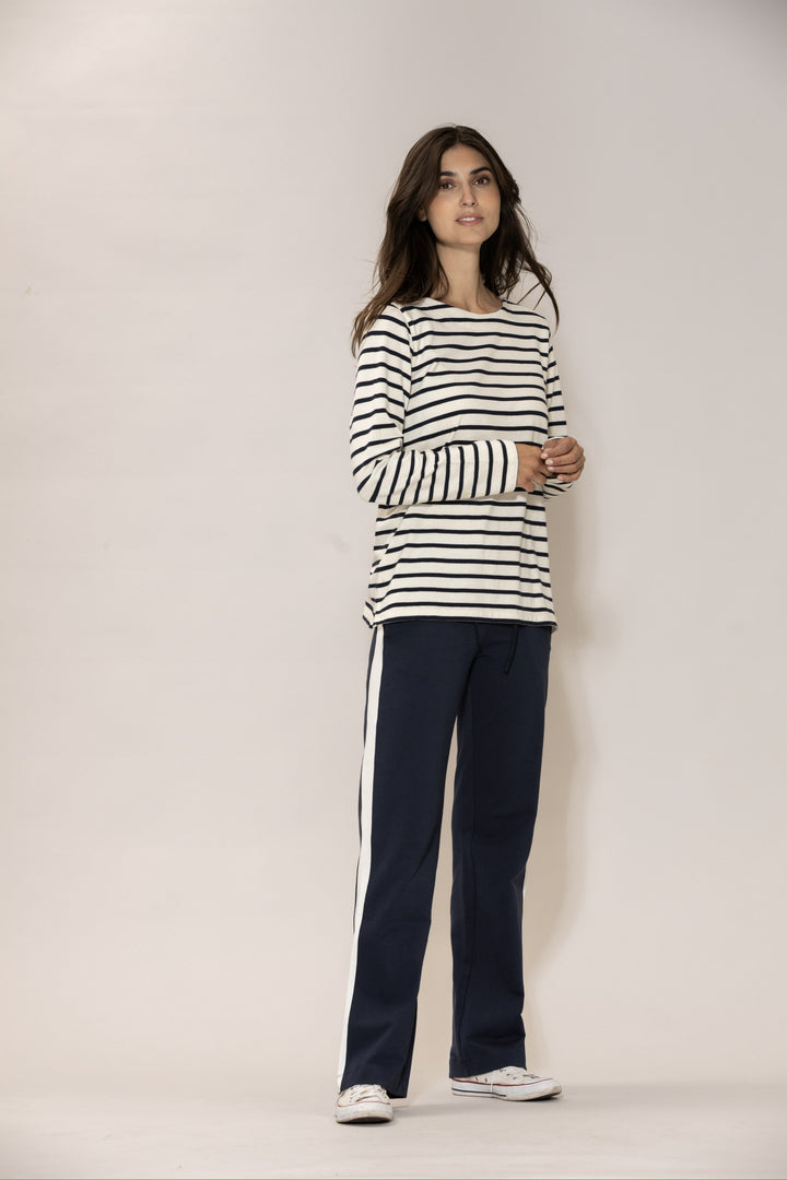 Donna Striped Blouse - Ecru w/New Navy