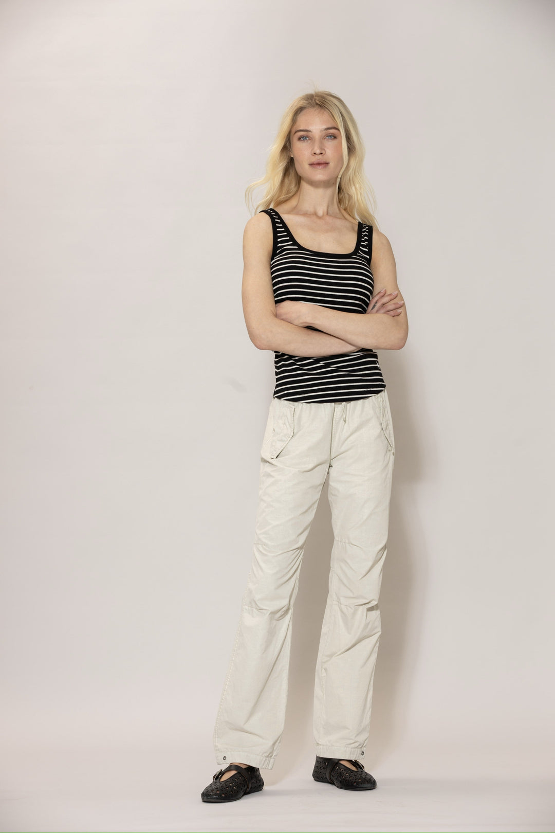 Annamay Striped Top - Black w/Ecru