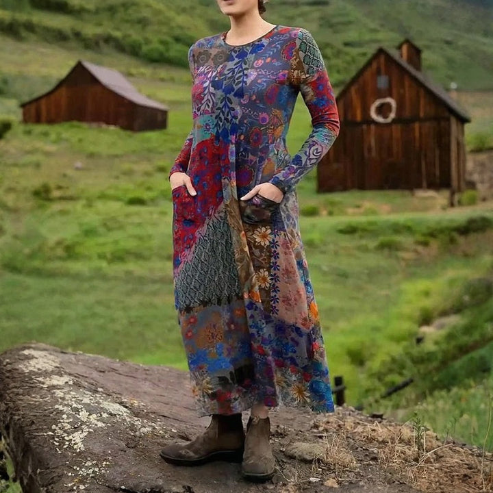 Vintage Kukkakuvioinen Mekko