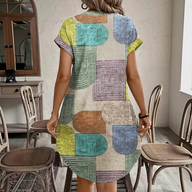 Vintage Geometrinen Printti Mekko
