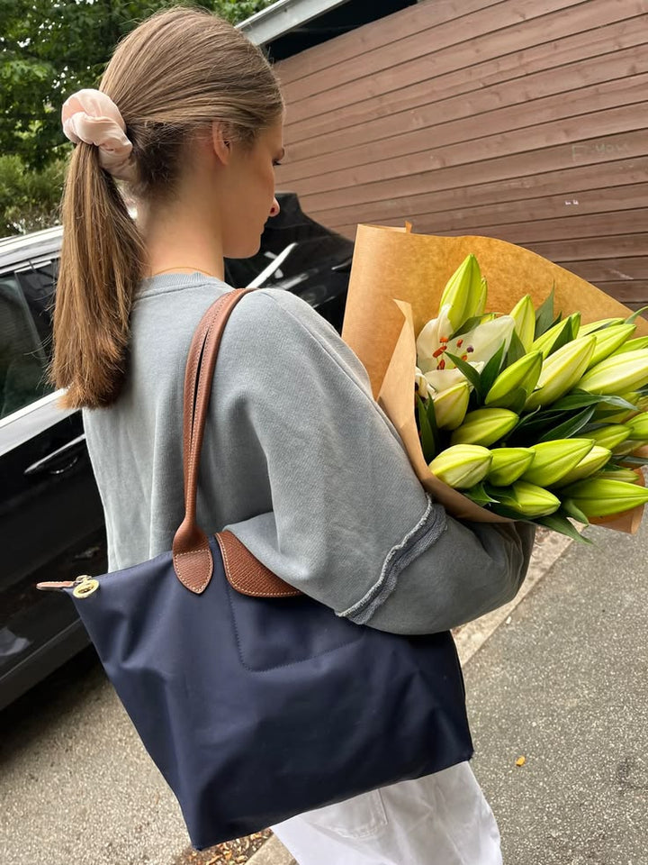 Longchamp Le Pliage – suuri ostoslaukku, Eebeninmusta