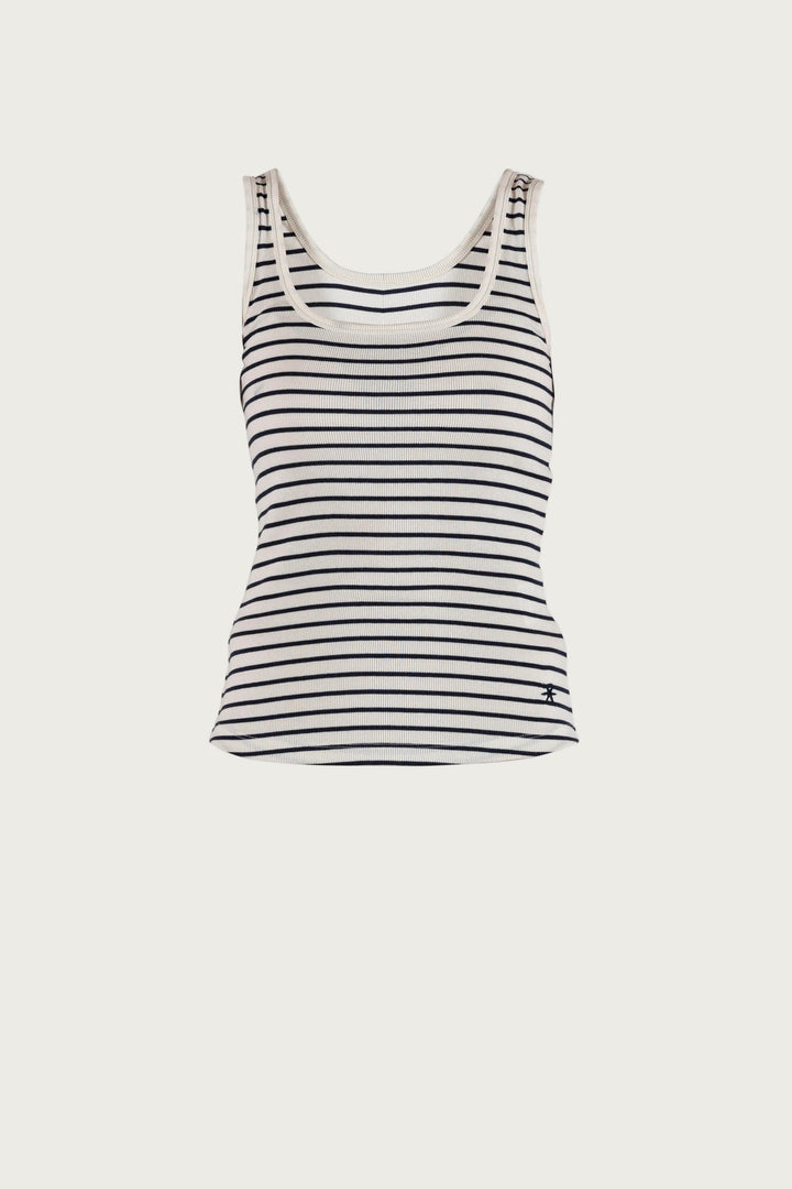 Annamay Striped Top - Ecru w/New Navy