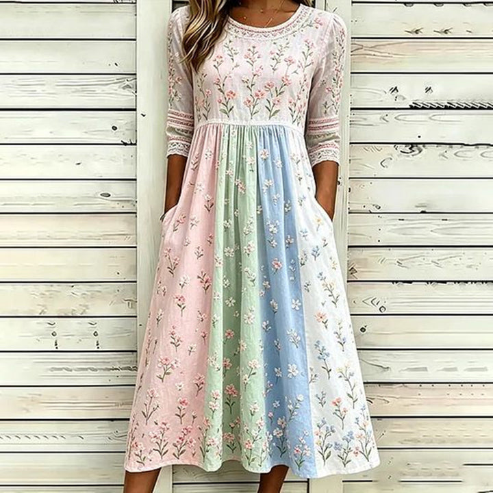 Vintage Kukkakuvioinen Mekko