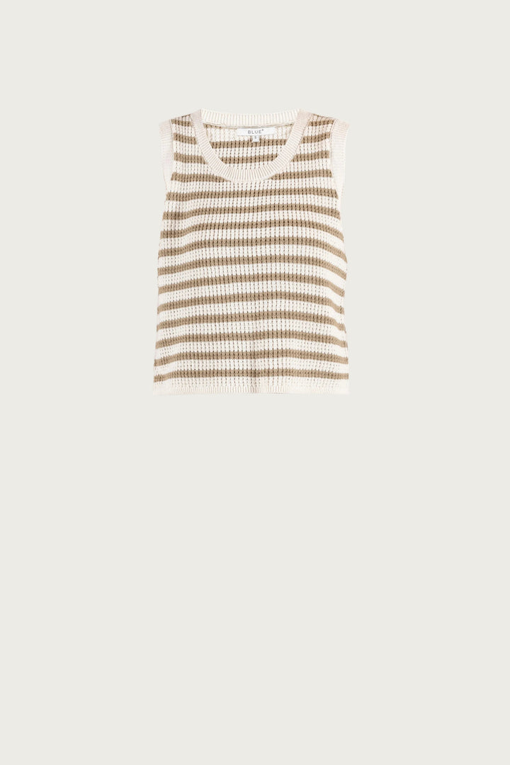 Lily Knit Top - Cream w/Light Camel