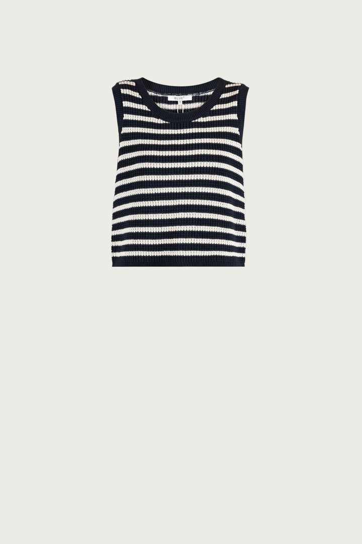 Lily Knit Top - New Navy w/Cream