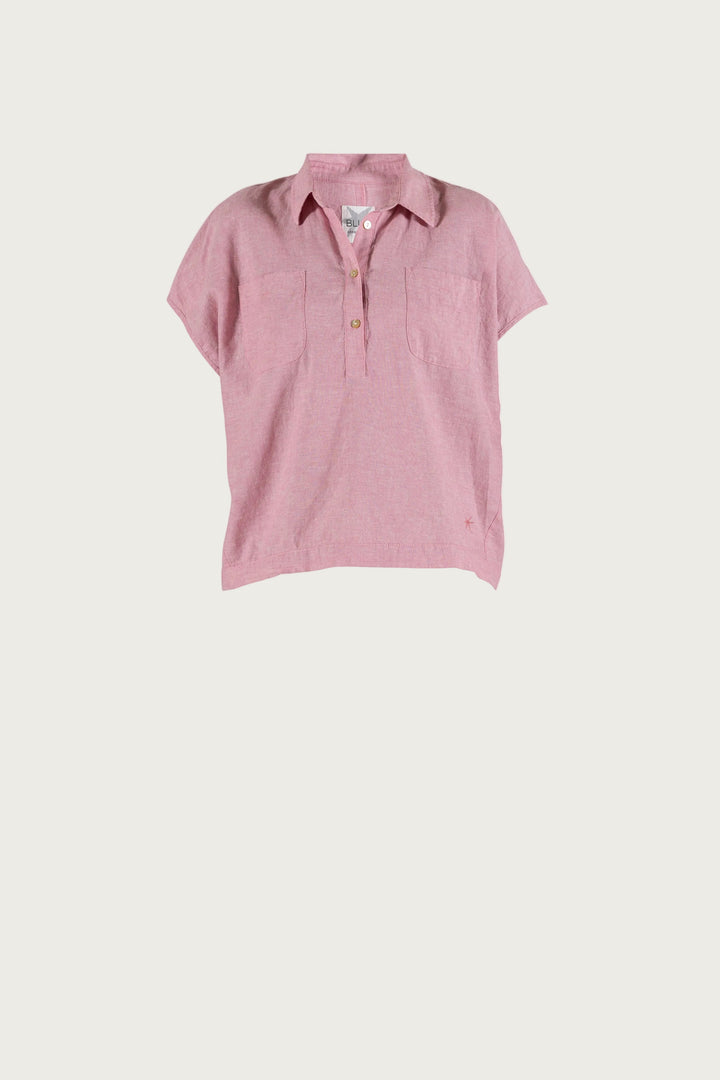 Lisbeth short linen Shirt - Soft Pink Melange