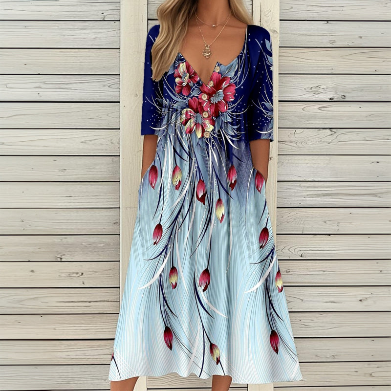 Vintage Kukkakuvioinen Mekko
