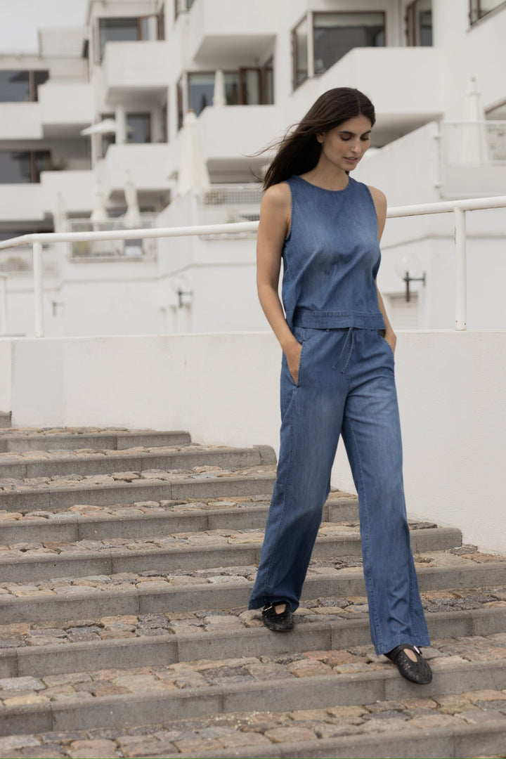 Lin tencel Top Denim Blue