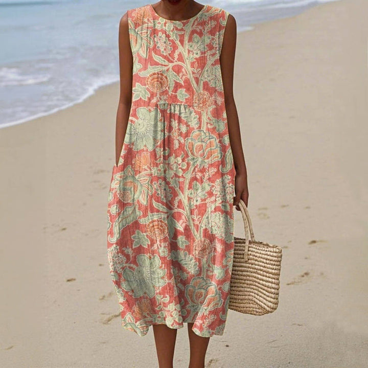 Vintage Kukkatulostus Mekko